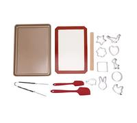 Mtlavishness Ensemble d'emporte-pièces en acier au carbone avec plaque de cuisson, tapis de cuisson, rouleau à pâtisserie, spatule, pince