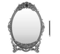 Mtlavishness Miroir de Maquillage de Bureau rétro avec Bords perlés en Relief Floral, Image Claire, décoration de Miroir Vintage Fonctionnelle, Miroir cosmétique de Bureau en (Miroir Ancien en étain)