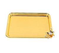 Mtlavishness Plateau de service de table Plateau de service doré Plateau de service Plateau de service en métal Plateau de service alimentaire Plateau de service rectangulaire avec décor (L)