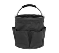 Mtlavishness Sac de jardin avec 6 poches, sac à outils de jardin en tissu Oxford 600D, panier de récolte pliable de 17 L, sac de pique-nique stable avec poignée portable, (Noire)