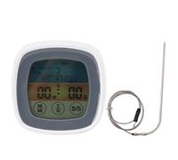 Mtlavishness Thermomètre tactile pour cuisine avec affichage numérique, minuterie, thermomètre de terrain pour barbecue, noir avec cadre central argenté, thermomètre numérique (Gray with White Middle
