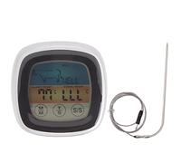 Mtlavishness Thermomètre tactile pour cuisine avec affichage numérique, minuterie, thermomètre de terrain pour barbecue, noir avec cadre central argenté, thermomètre numérique (Black with Silver