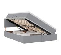 mtlskopal Lit de rangement, gris clair, 140 x 190 cm, avec matelas et fonction ascenseur, cadre de lit moderne en bois et métal, lit double robuste pour chambre à coucher et chambre d'amis
