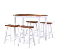 mtlskopl 5 pièces Table de bar avec 4 tabourets de bar en bois massif | Ensemble de table à manger compact pour cuisine et bistrot. Plateau de table avec placage de bois et sièges résistants.