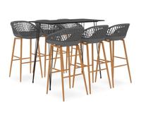 mtlskopl 7 pièces Table de bar avec 6 tabourets de bar Table mange-debout | Ensemble de salle à manger moderne pour cuisine et bistrot. Plateau de table en MDF facile d'entretien combiné avec des pieds