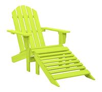mtlskopl Adirondack Chaise de jardin avec repose-pieds en bois massif de sapin vert, chaise de relaxation ergonomique pour jardin et terrasse, fauteuil confortable en bois, design classique, 70 x