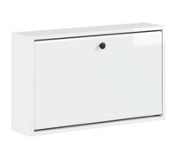 mtlskopl Armoire à chaussures murale Breda 71 x 17 x 43 cm en bois blanc | Meuble à chaussures compact à montage mural pour couloir et entrée. Avec tiroir rabattable et profondeur étroite de 17 cm.