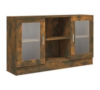 mtlskopl Armoire à Vitrine Chêne Fumé 120x30,5x70 cm Buffet Bas de Salon en Bois d'Ingénierie et Verre, Meuble de Rangement Élégant avec Portes Vitrées pour Salle à Manger et Bureau