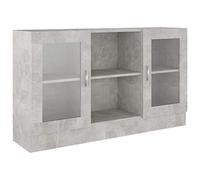 mtlskopl Armoire à Vitrine Gris Béton 120x30,5x70 cm, Buffet de Rangement en Bois d'Ingénierie et Verre avec 2 Portes et 2 Compartiments pour Salon, Salle à Manger et Entrée