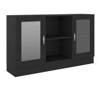 mtlskopl Armoire à Vitrine Noir 120x30,5x70 cm, Meuble de Rangement en Bois d'Ingénierie et Verre avec 2 Portes, Buffet Bas Moderne pour Salon, Salle à Manger et Bureau