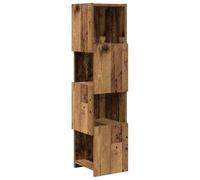 mtlskopl Armoire d'angle aspect bois vieilli - 25,5 x 25 x 102 cm - Étagère d'angle fine en bois avec 4 étagères - Étagère moderne peu encombrante pour les petits espaces