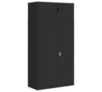 mtlskopl Armoire de classement noire 90 x 40 x 180 cm en acier - Armoire de bureau robuste verrouillable avec 3 étagères, armoire en métal pour dossiers et documents, armoire en acier revêtu par