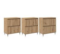 mtlskopl Armoire de Rangement 3 pcs Chêne Artisanal, Meuble Bas de Rangement 4 Portes en Bois d'Ingénierie, Buffet Commode pour Salon, Chambre et Salle à Manger, 60 x 35 x 70 cm