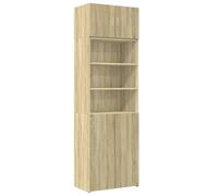 mtlskopl Armoire de Rangement Chêne Sonoma 70x42,5x225 cm, Bibliothèque Haute en Bois d'Ingénierie avec 7 Compartiments, Meuble Colonne pour Salon, Bureau et Cuisine, 2 Pièces