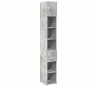 mtlskopl Armoire de Rangement Mince Gris Béton 30x42,5x225 cm, Colonne en Bois d'Ingénierie à 6 Compartiments et 2 Tiroirs, Meuble Gain de Place pour Salon Cuisine Bureau