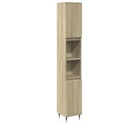 mtlskopl Armoire de salle de bain, 190 cm, en chêne Sonoma, avec 6 compartiments, étagère sur pied, meuble de salle de bain pour petites salles de bains, peu encombrant, pour toilettes d'invités et