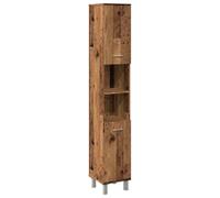 mtlskopl Armoire de salle de bain, aspect bois vieilli, 30 x 30 x 179 cm, en matériau dérivé du bois, avec porte flexible, montage à droite/gauche, grand espace de rangement, meuble de salle de bain