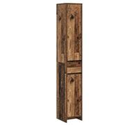 mtlskopl Armoire de salle de bain aspect bois vieilli 30 x 33 x 190 cm Armoire haute étroite avec portes à charnières et étagères en bois pour rangement et organisation
