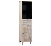 mtlskopl Armoire de salle de bain, blanche, 38 x 33 x 160 cm, en bois dérivé du bois, design moderne, avec étagère et tiroir, peu encombrante pour les petites salles de bains et WC d'invités