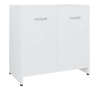 mtlskopl Armoire de salle de bain blanche 60 x 33 x 61 cm - En bois - Design moderne et fin - Avec 2 portes et poignées - Espace de rangement robuste pour petites salles de bains, toilettes d'invités