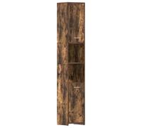 mtlskopl Armoire de salle de bain en chêne fumé 30 x 30 x 183,5 cm - Design moderne avec 6 compartiments et 2 portes - Grand espace de rangement pour petites salles de bain - Meuble de salle de bain