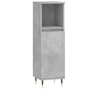 mtlskopl Armoire de salle de bain, gris béton, 30 x 30 x 100 cm, en bois dérivé du bois, avec pieds en fer, design moderne, meuble de salle de bain durable avec installation de porte flexible pour