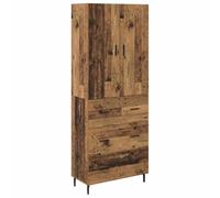 mtlskopl Armoire Haute 2 Pièces Buffet Haut de Rangement avec Portes en Verre et 3 Tiroirs pour Salon et Salle à Manger Vitrine contemporaine Bois Ancien 69,5x34x180 cm