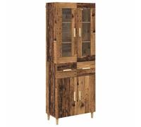 mtlskopl Armoire Haute Buffet Haut Moderne en Bois d'Ingénierie pour Salon et Salle à Manger Vaisselier avec 4 Portes et Tiroir Coloris Bois Ancien 69,5 x 34 x 180 cm