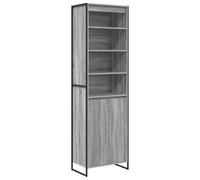 mtlskopl Armoire Haute Industrielle 60x36x200 cm, Meuble de Rangement en Bois d'Ingénierie avec Porte et Pieds en Acier, Cabinet de Salon pour Livres et Déco, Gris Sonoma