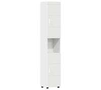 mtlskopl Armoire haute TULUM pour salle de bain, blanc, 37 x 31,5 x 203 cm | Armoire étroite multi-usages avec finition mate pour toilettes d'invités et salle de bain, crée un espace de rangement