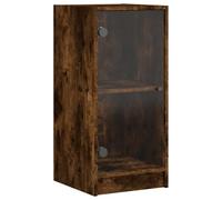 mtlskopl Armoire Latérale Meuble de Rangement Buffet Bas avec Portes en Verre Cabinet d'Appoint en Bois d'Ingénierie pour Salon Entrée et Bureau Chêne Fumé 35 x 37 x 75,5 cm