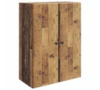 mtlskopl Armoire murale aspect bois vieilli 66 x 34,5 x 90 cm Armoire suspendue en bois avec 2 portes et poignées en métal pour salon et garage Armoire de rangement peu encombrante