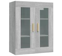 mtlskopl Armoire Murale Suspendue Sonoma Gris 69,5x34x90 cm, Meuble de Rangement Mural avec Portes en Verre, Buffet Haut Suspendu en Bois d'Ingénierie pour Salon et Cuisine