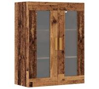 mtlskopl Armoire Murale Suspendue Vieux Bois 69,5x34x90 cm, Meuble de Rangement en Bois d'Ingénierie et Verre pour Salon et Salle à Manger, Buffet Haut Suspendu avec Portes Vitrées
