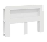 mtlskopl Armoire pour tête de lit Blanc brillant 153,5 x 18,5 x 100 cm | Organiseur de tête de lit moderne pour chambre à coucher avec compartiments de rangement verticaux et frontaux pour livres et