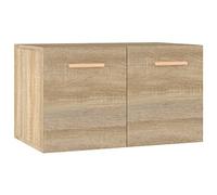 mtlskopl Armoire suspendue en chêne Sonoma - 60 x 36,5 x 35 cm - Armoire murale en bois avec 2 compartiments - Meuble flottant moderne pour salon, couloir ou bureau - Rangement mural peu encombrant