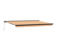 mtlskopl Auvent rétractable à bras articulé - 500 x 300 cm - Jaune et orange - Pour terrasse et balcon - Protection solaire manuelle - Avec cadre en métal robuste et tissu en polyester durable