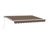 mtlskopl Auvent rétractable manuel, taupe, 4 x 3 m, à bras articulé, avec manivelle, pour terrasse, balcon et jardin, protection solaire en polyester avec structure robuste en acier et aluminium
