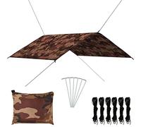 mtlskopl Bâche Camouflage 4x4 m Tente Abri d'Ombrage Camping Tissu | Toile d'ombrage pliable polyester 180T avec protection UV pour jardin, parc et plage. Ancrage facile et rapide.