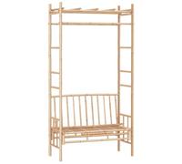 mtlskopl Banc de jardin avec pergola, 116 cm, en bambou, tuteur résistant aux intempéries, pour plantes grimpantes, banc stable, 116 x 52 x 220 cm, design moderne pour jardin, balcon et terrasse
