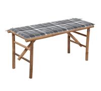 mtlskopl Banc de jardin pliable en bambou - 118 x 38 x 45 cm - Avec coussin rembourré imperméable - Design moderne - Robuste et peu encombrant - Pour jardin, terrasse, balcon et salon d'intérieur