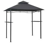 mtlskopl Belvédère de Barbecue 240x150x255 cm Acier Anthracite | Abri de jardin ventilé avec double toit et deux tablettes latérales pour vos ustensiles sur la terrasse ou la cour.
