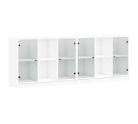 mtlskopl Bibliothèque avec Portes en Verre Meuble de Rangement pour Salon Bureau et Entrée Buffet Bas en Bois d'Ingénierie avec 12 Compartiments Blanc 204x37x75 cm