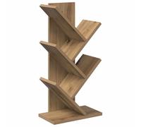 mtlskopl Bibliothèque d'arbre à 4 niveaux - 30 x 18 x 60 cm - Petite bibliothèque en bois - Étagère autoportante et étagère de table pour livres, CD et décoration - Chêne Artisan