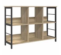 mtlskopl Bibliothèque en chêne Sonoma - 102 x 32 x 72,5 cm - Étagère sur pied en bois et métal - Design loft - Avec 6 compartiments pour salon, bureau à domicile et bureau