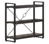 mtlskopl Bibliothèque Mango en bois massif 90 x 30 x 80 cm - Étagère rustique sur pied noire avec 3 compartiments et structure en métal solide - Étagère en bois de style industriel pour salon et