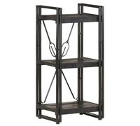 mtlskopl Bibliothèque Mango en bois massif à 3 compartiments - Noir - 40 x 30 x 80 cm - Style industriel - Étagère en bois robuste avec cadre en métal pour salon et bureau