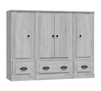 mtlskopl Buffet 3 Pièces Gris Sonoma Meuble de Rangement en Bois d'Ingénierie pour Salon et Salle à Manger Enfilade Moderne Armoire de Rangement Solide 132 x 35,5 x 103,5 cm