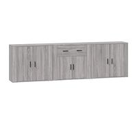 mtlskopl Buffet 3 Pièces Sonoma Gris en Bois d'Ingénierie, Meuble de Rangement Bas pour Salon et Salle à Manger, Enfilade Style Moderne avec Portes, 80 x 33 x 70 cm Chacun