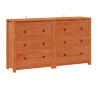 mtlskopl Buffet avec Tiroirs 2 Pcs en Pin Massif Brun Ciré 140 x 35 x 80 cm, Bahut de Rangement et Commode pour Salle à Manger, Salon, Meuble Bas Style Rustique et Moderne
